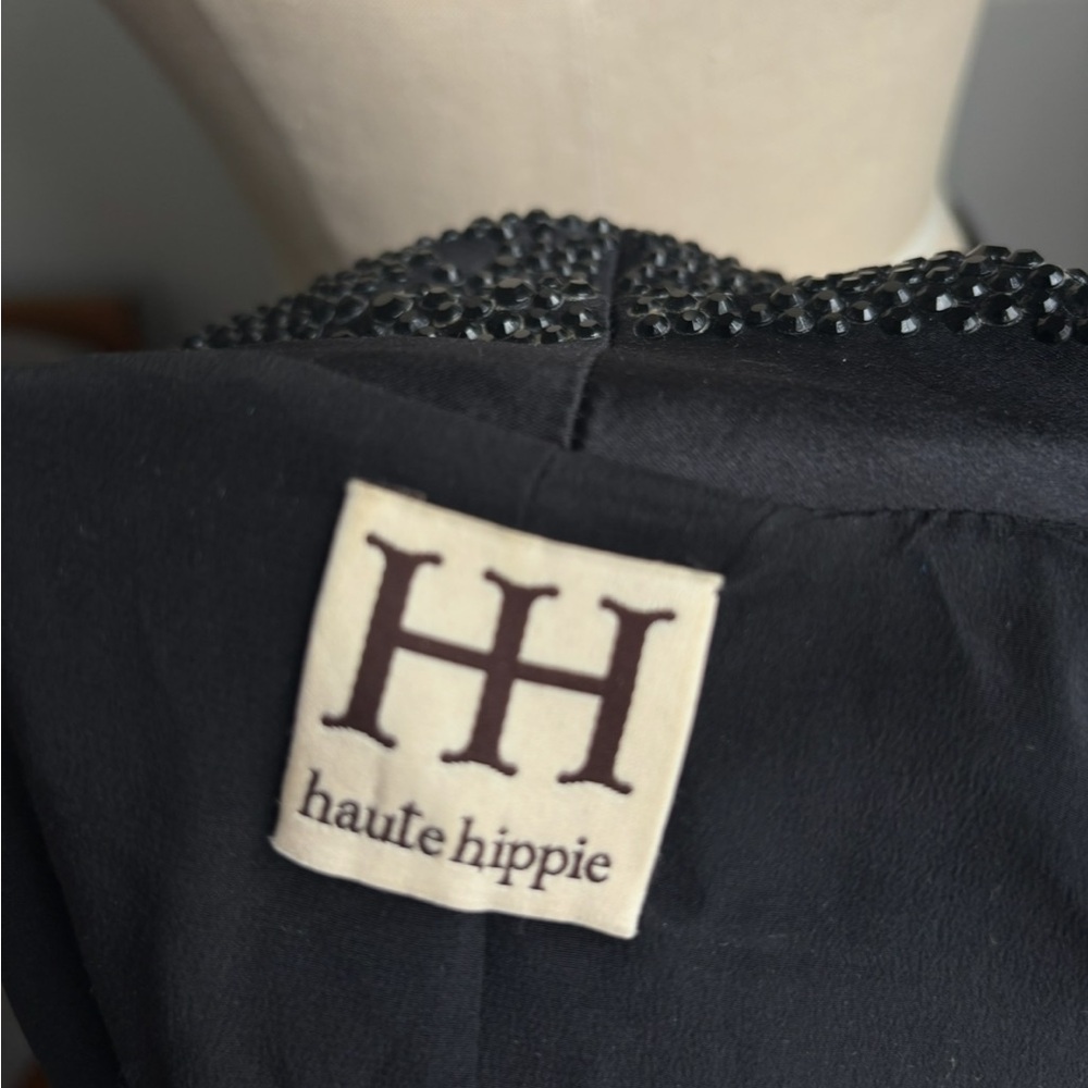Haute Hippie Tuxedo Style Jacket With Black Diamantes - Picture 2 of 10